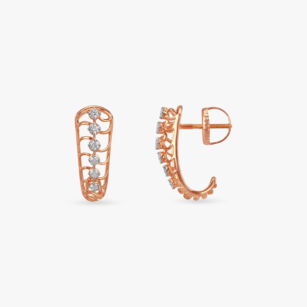 Linear Bloom Diamond Stud Earrings,,hi-res image number null