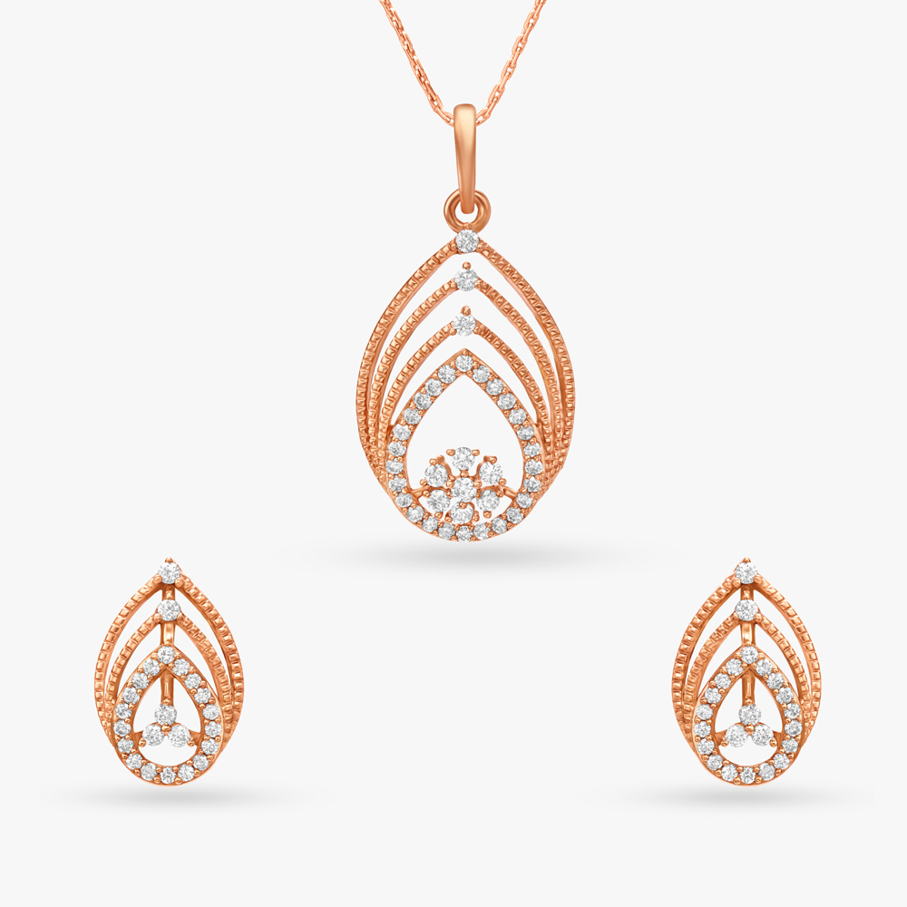 Dazzling Spiral Diamond Necklace Set