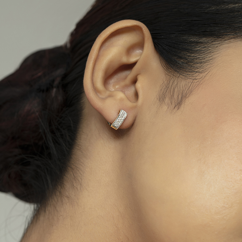 Modern Luxe Gold & Diamond Hoop Earrings,,hi-res image number null