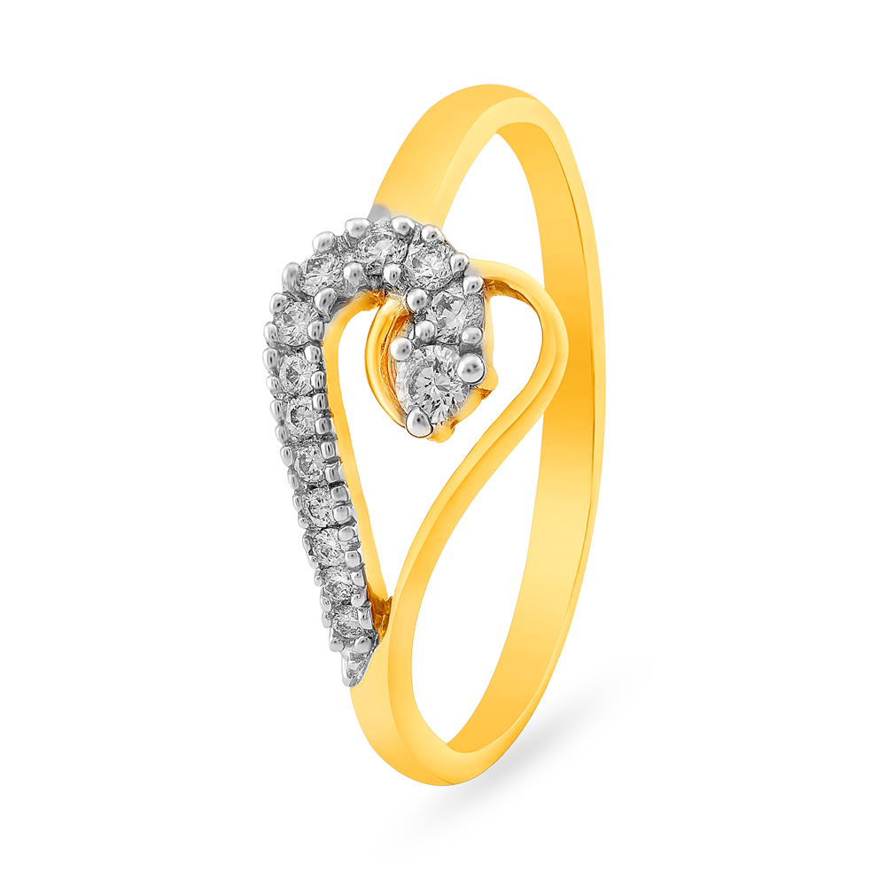 

Romantic 18 Karat Yellow Gold And Diamond Heart Finger Ring