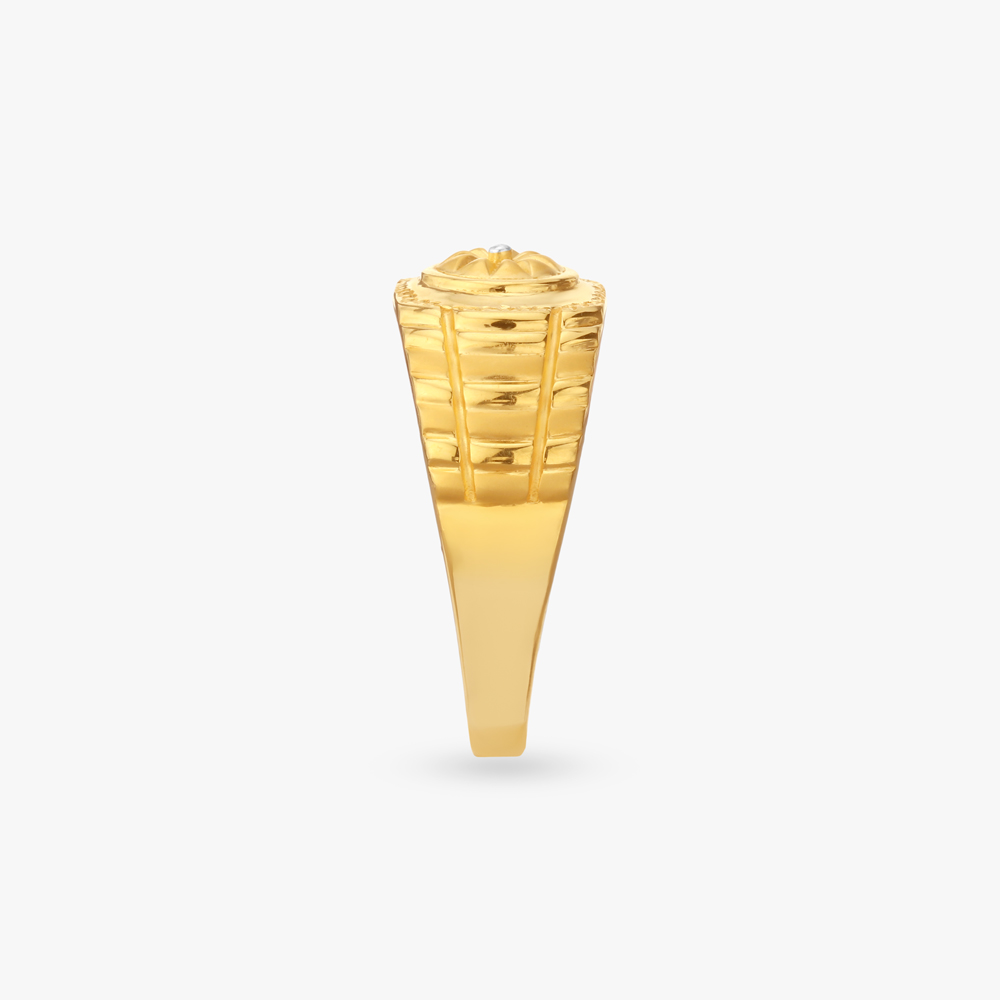 Floral Medallion Gold Ring For Men,,hi-res image number null