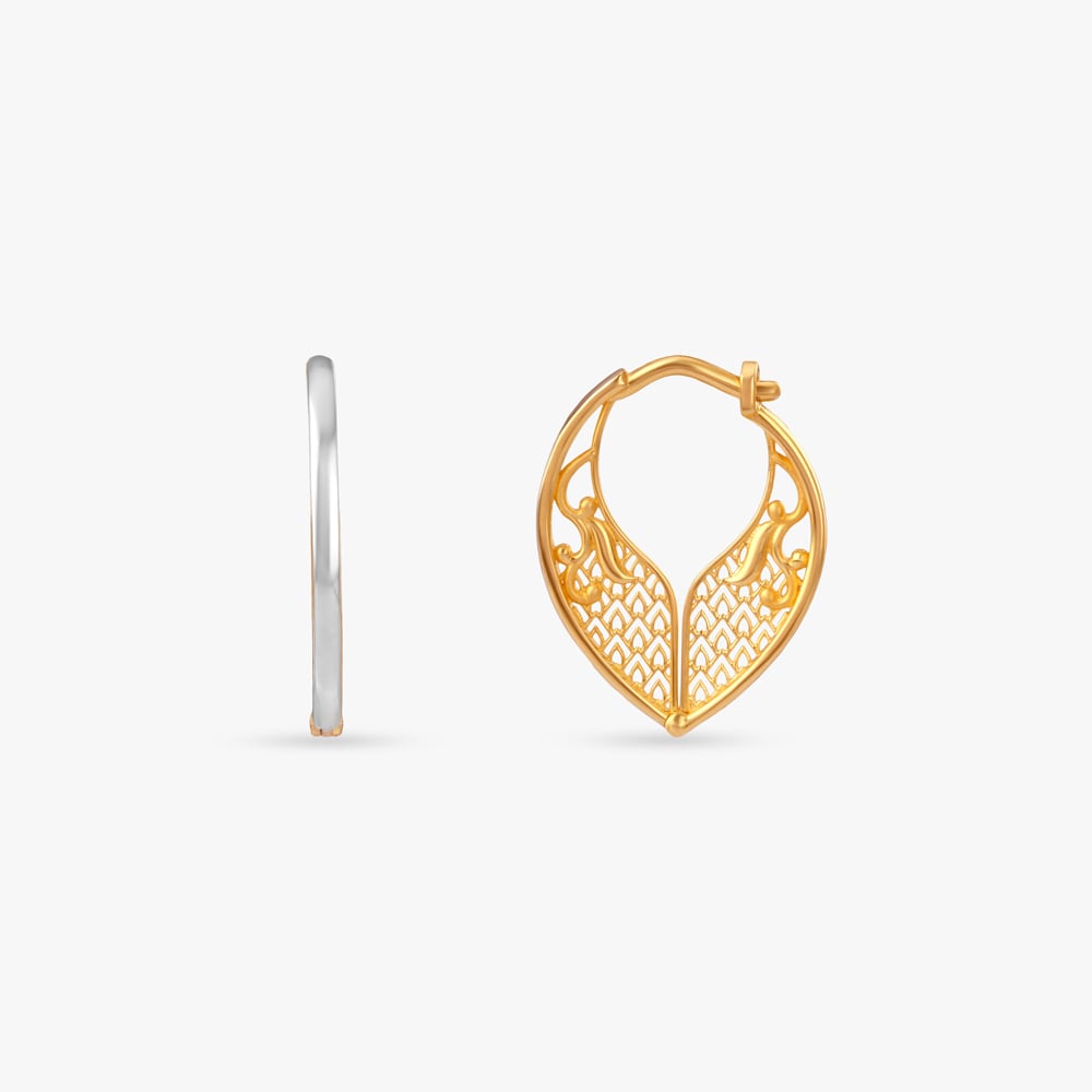 Ornate Vine Gold Hoop Earrings,,hi-res image number null