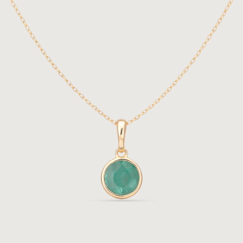 Sleek Contemporary Emerald Gold Pendant,,hi-res image number null