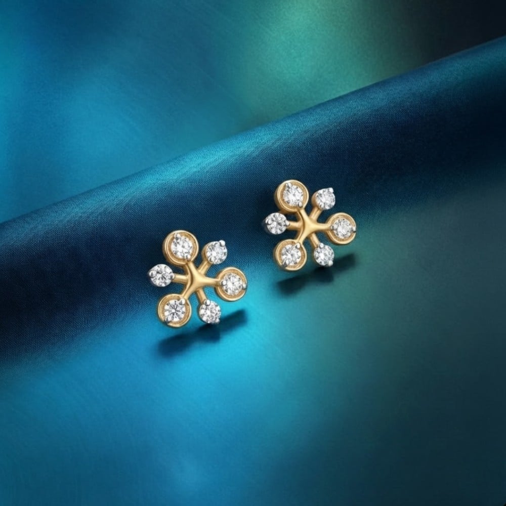 Floral Sparkle Diamond Stud Earrings,,hi-res image number null