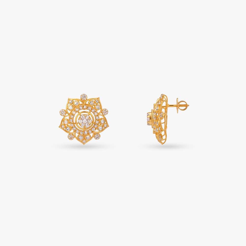 Cosmic Rhythm Gold Pendant with Chain and Earrings Set,,hi-res image number null