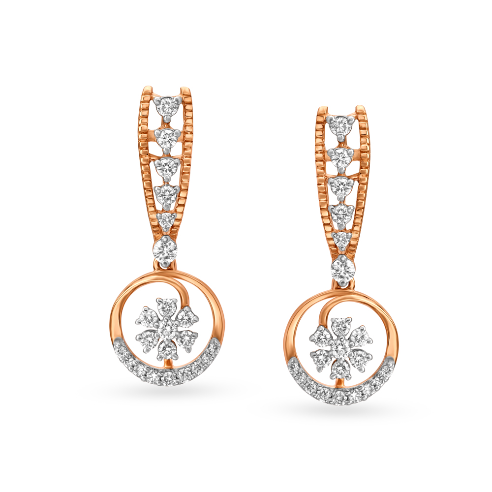 Enchanting Rose Gold and Diamond Drop Earrings,,hi-res image number null