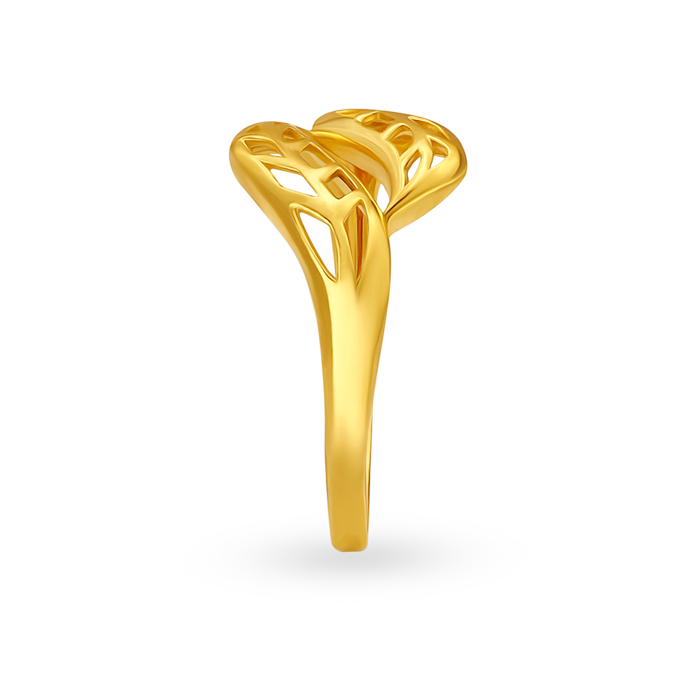 Alluring Leaf Pattern Gold Mesh Ring,,hi-res image number null
