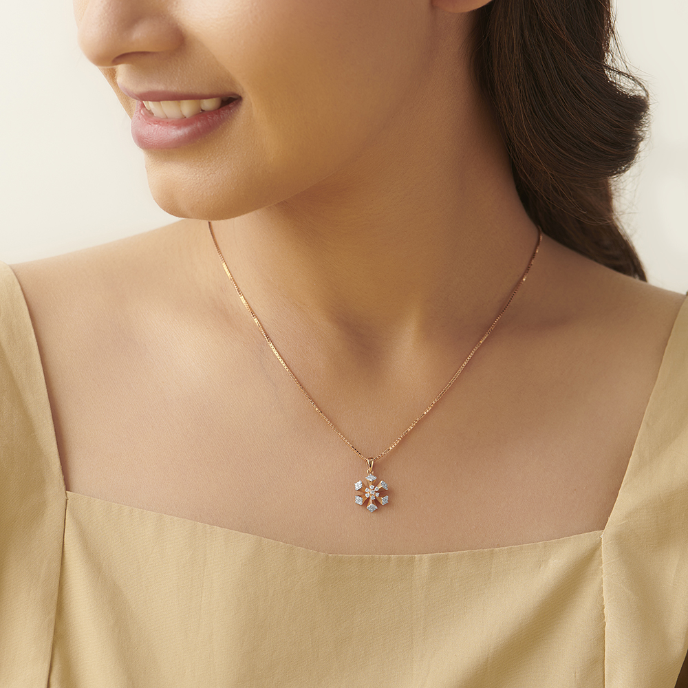 Enchanting Bold Flower Rose Gold and Diamond Pendant,,hi-res image number null