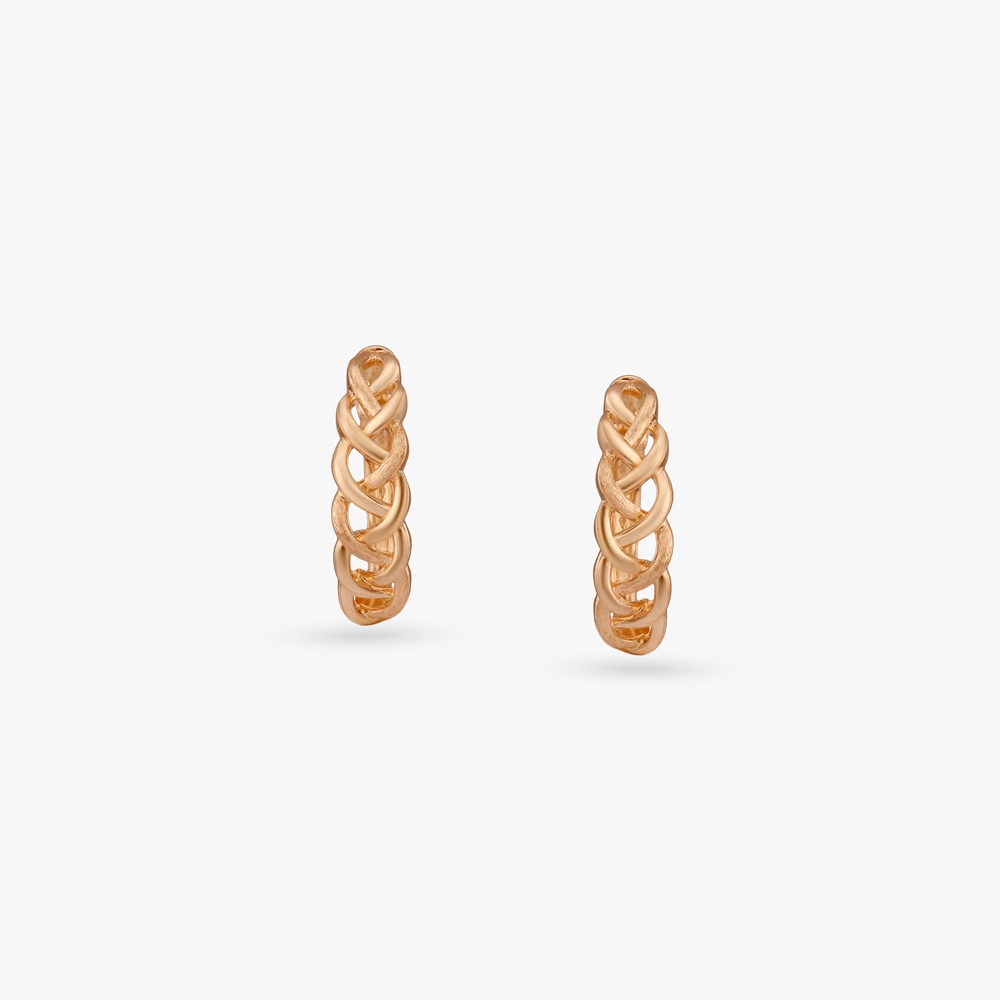 Braided Charm Gold Hoop Earrings,,hi-res image number null