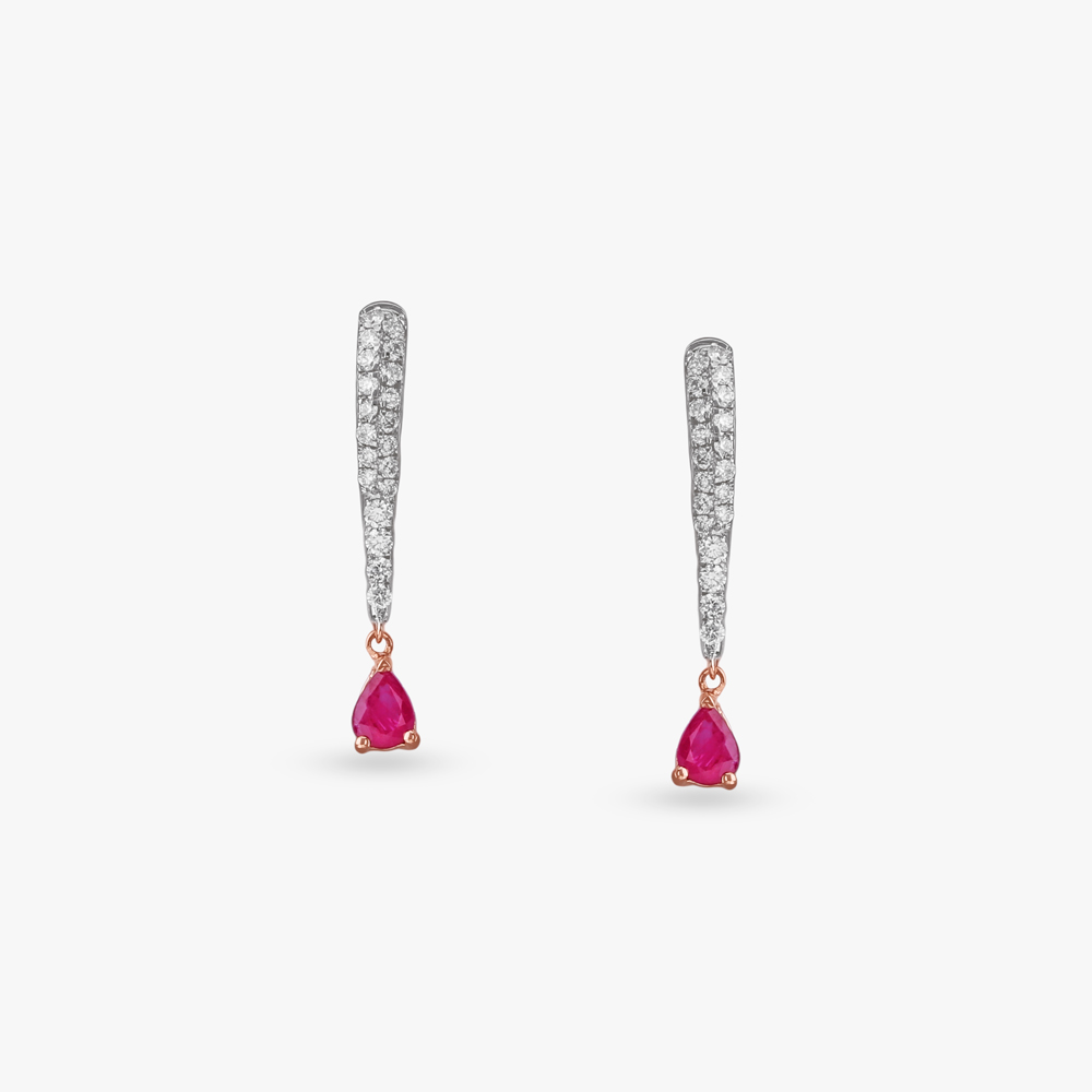 Crimson Swing Diamond Hoop Earrings,,hi-res image number null
