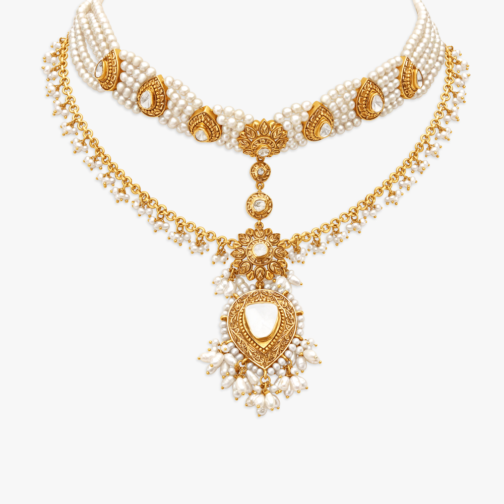 Regal Pearl Gold Maang Tikka,,hi-res image number null