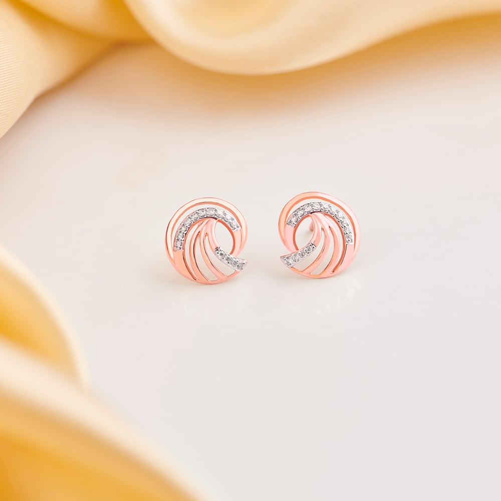 

Enticing Rose Gold and Diamond Circlet Stud Earrings