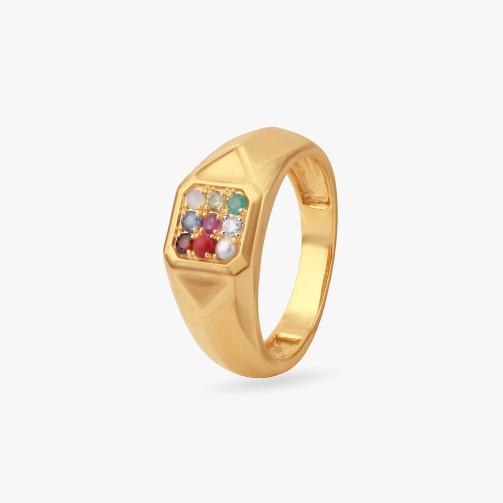 

Auspicious Navratna Diamond Ring For Men