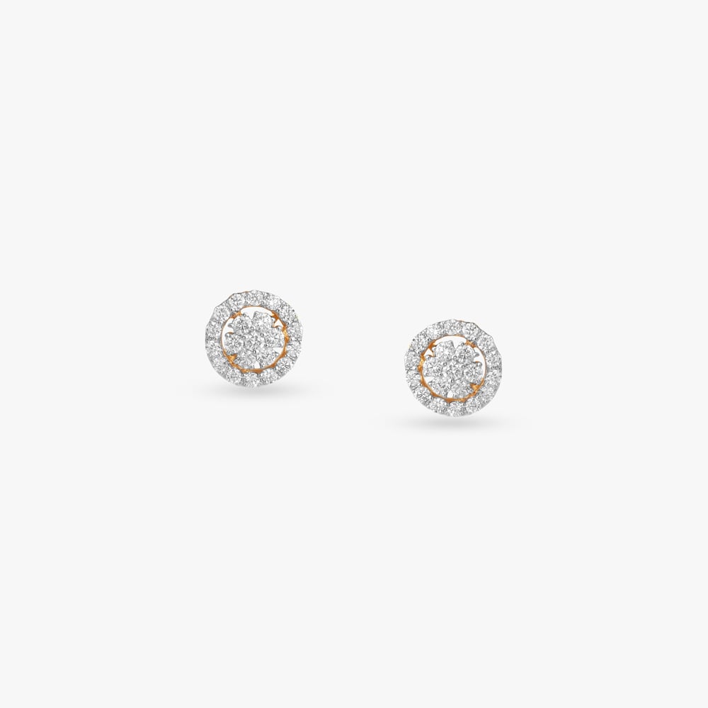 Radiant Circle Diamond Stud Earrings,,hi-res image number null
