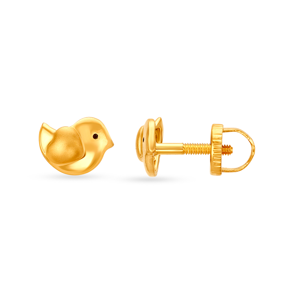 

Contemporary Sparrow Shaped Gold Stud Earrings For Kids