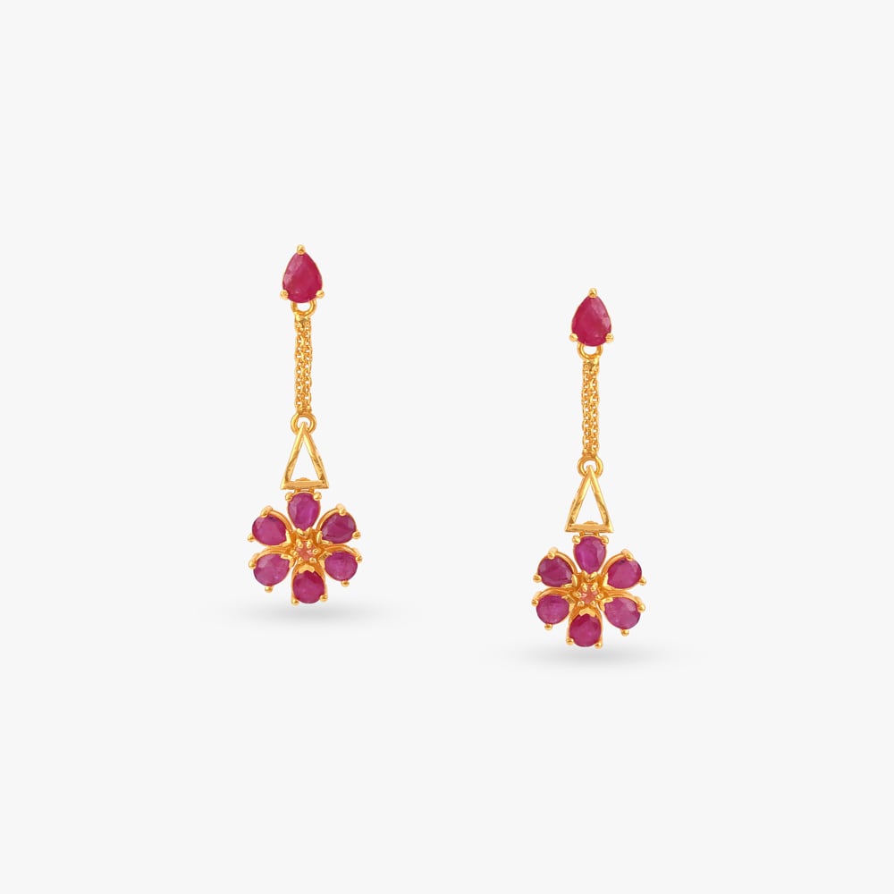 

Ruby Bloom Chain Drop Earrings