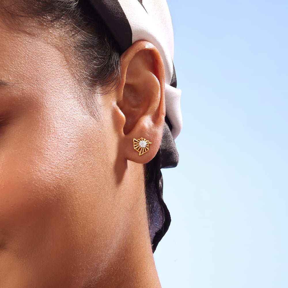 Sunburst Radiance Diamond Stud Earrings,,hi-res image number null