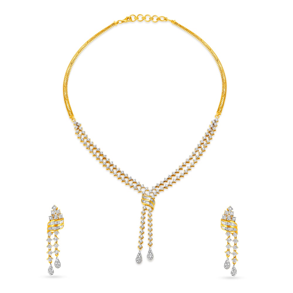 Coruscating Yellow Gold And Diamond Cascade Necklace Set,,hi-res image number null