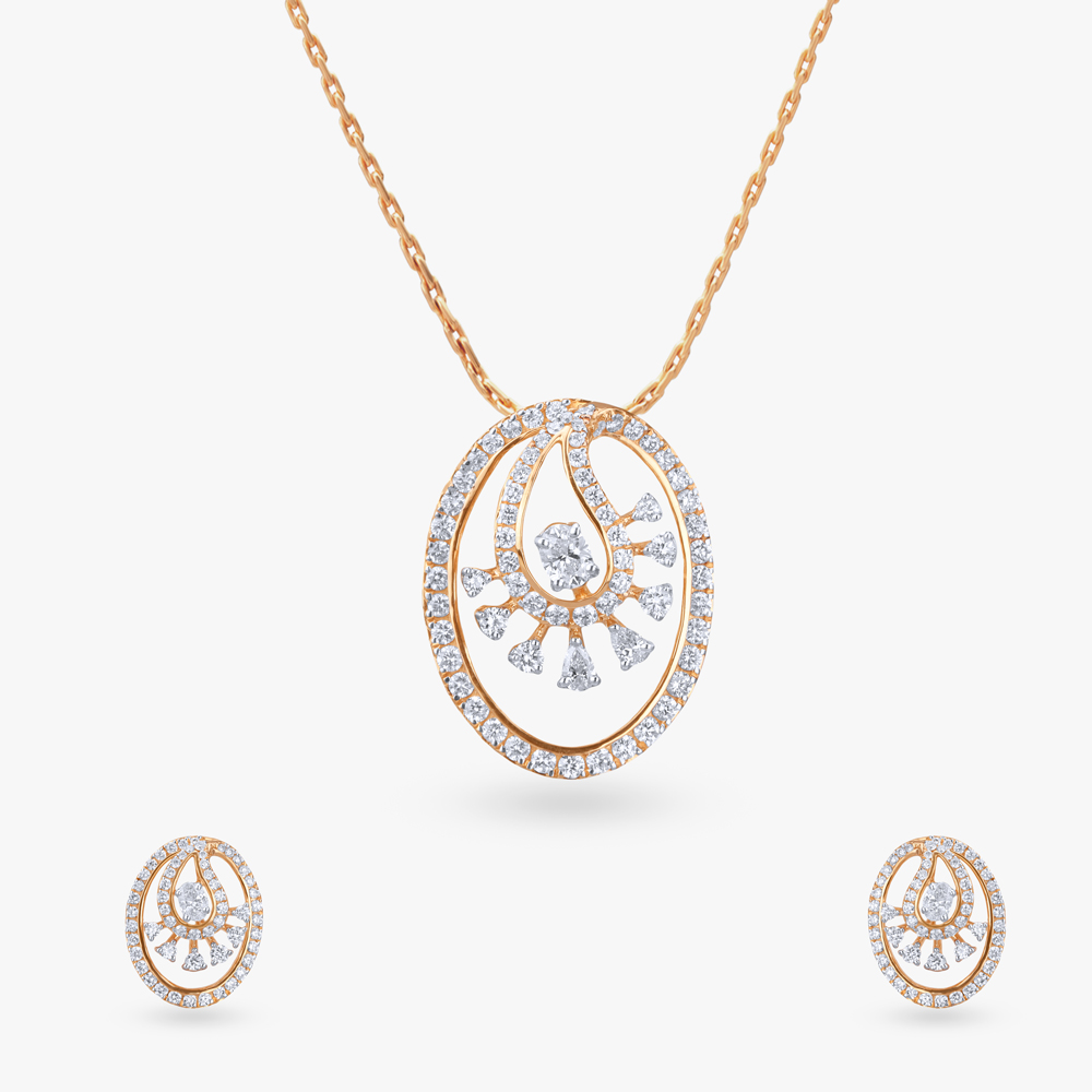 Graceful Glow Diamond Pendant and Earrings set.,,hi-res image number null