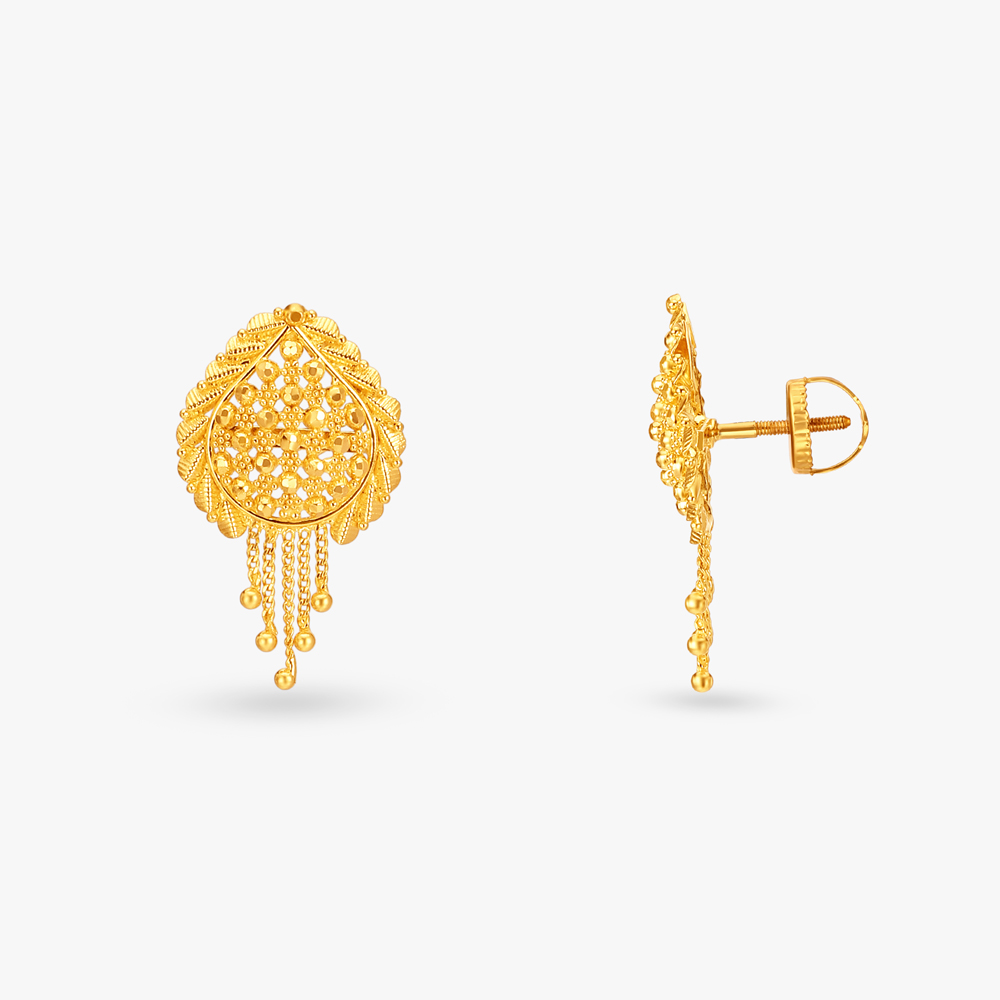 Enthralling Gold Pendant and Earrings Set,,hi-res image number null