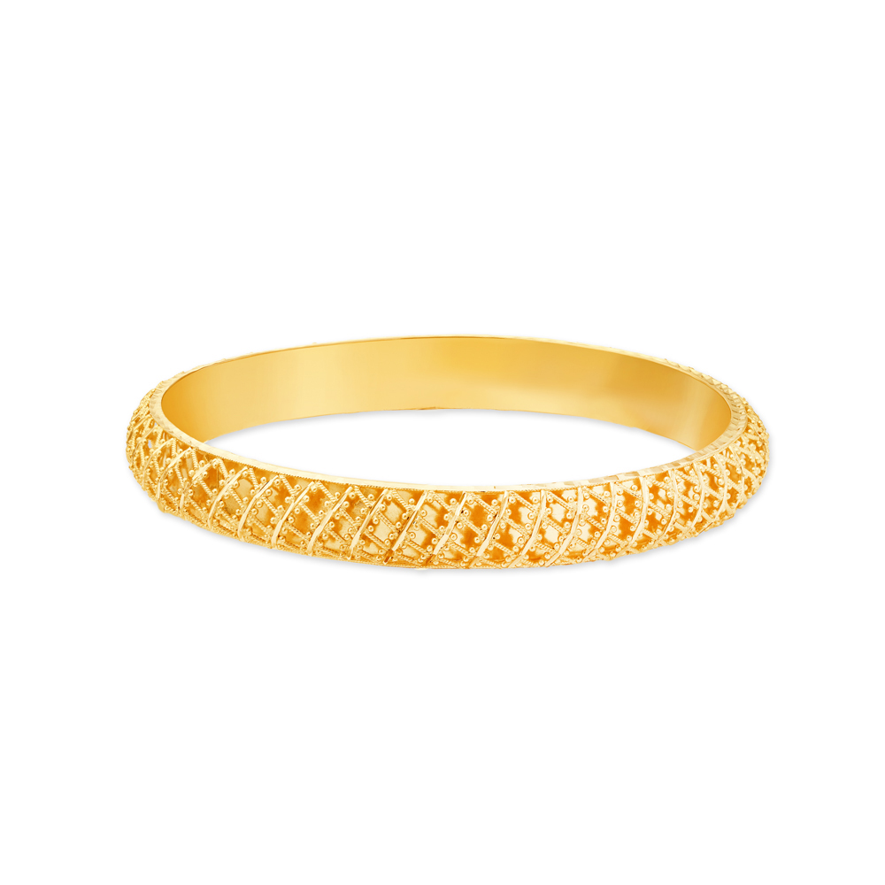 Subtle Floral Glossy Gold Bangle,,hi-res image number null