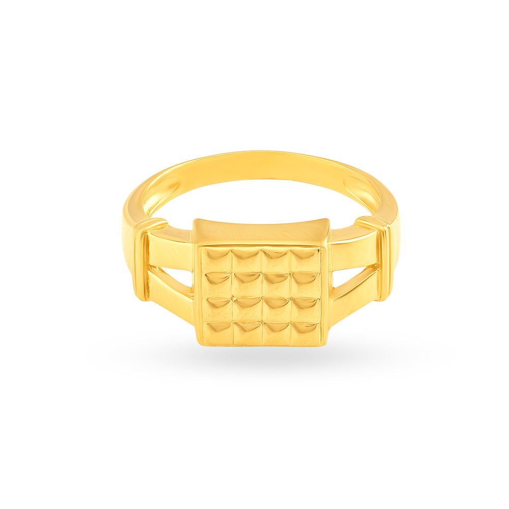 Impressive 22 Karat Yellow Gold Spiked Square Finger Ring,,hi-res image number null