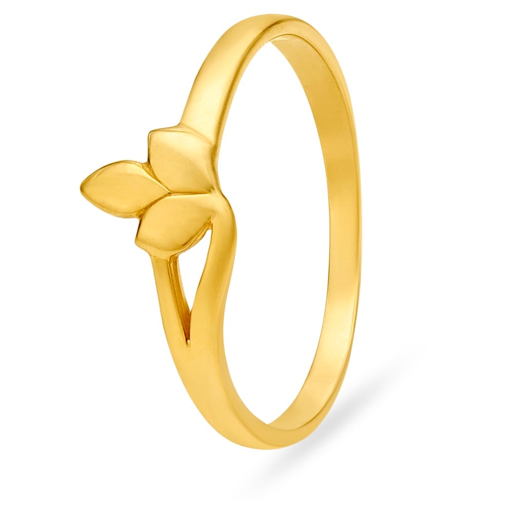 Delicate 22 Karat Yellow Gold Leaf Finger Ring