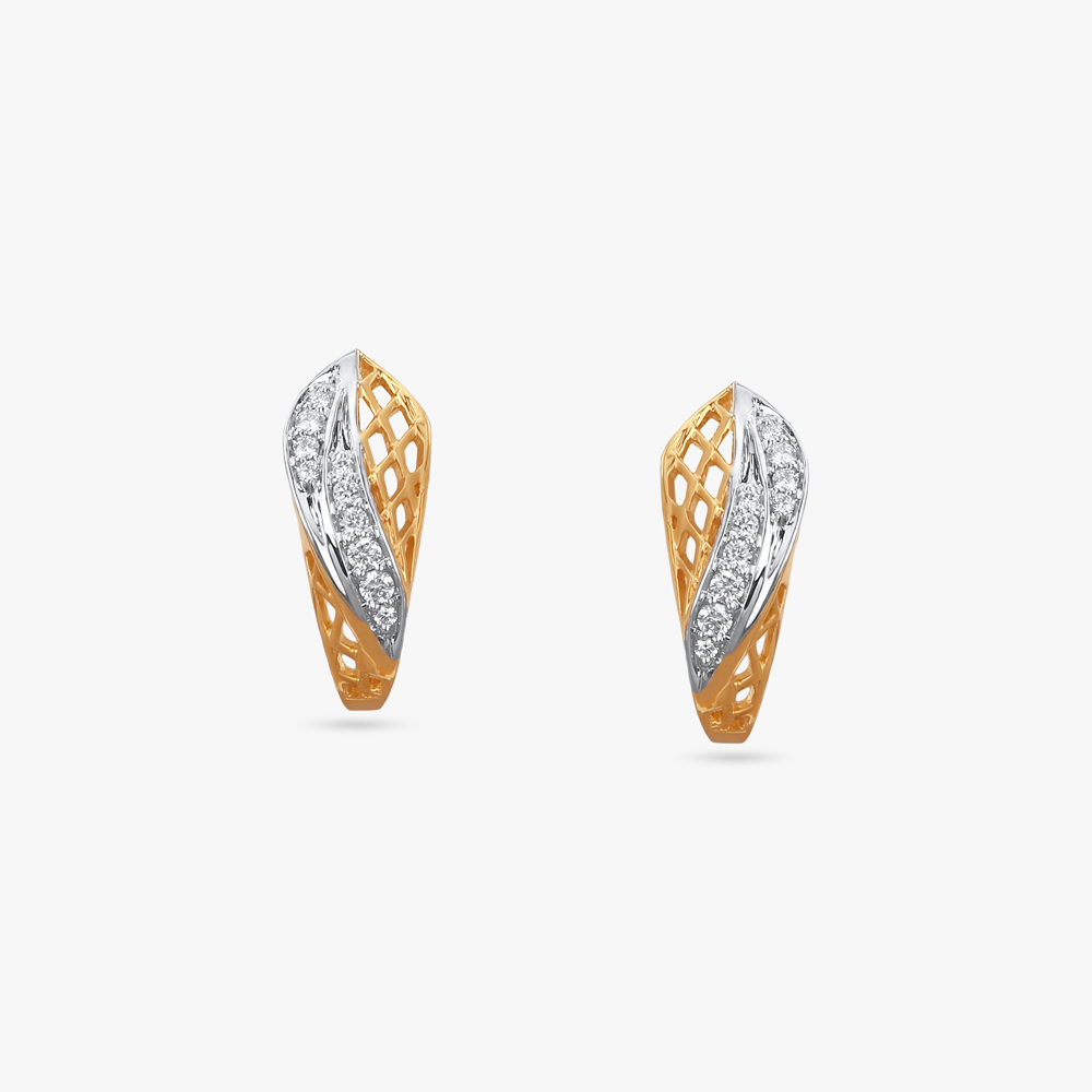 Artistic Lattice Diamond Hoop Earrings,,hi-res image number null