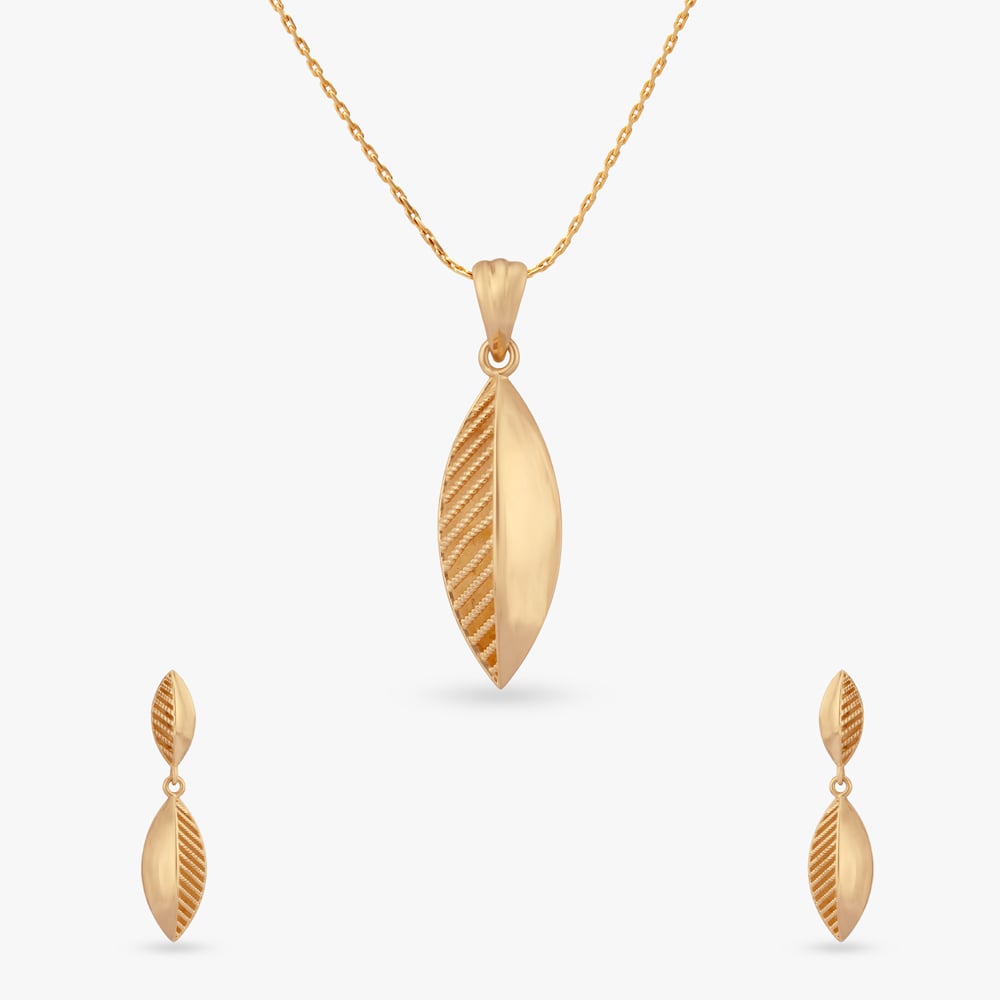 

Leaf Silhouette Gold Pendant and Earrings Set
