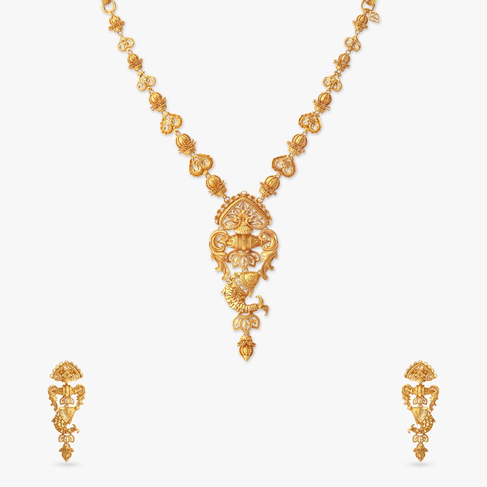 Serene Pond Gold Necklace Set,,hi-res image number null