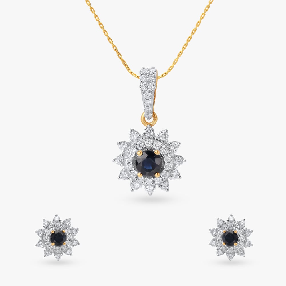 Midnight Halo Diamond Pendant and Earrings Set,,hi-res image number null