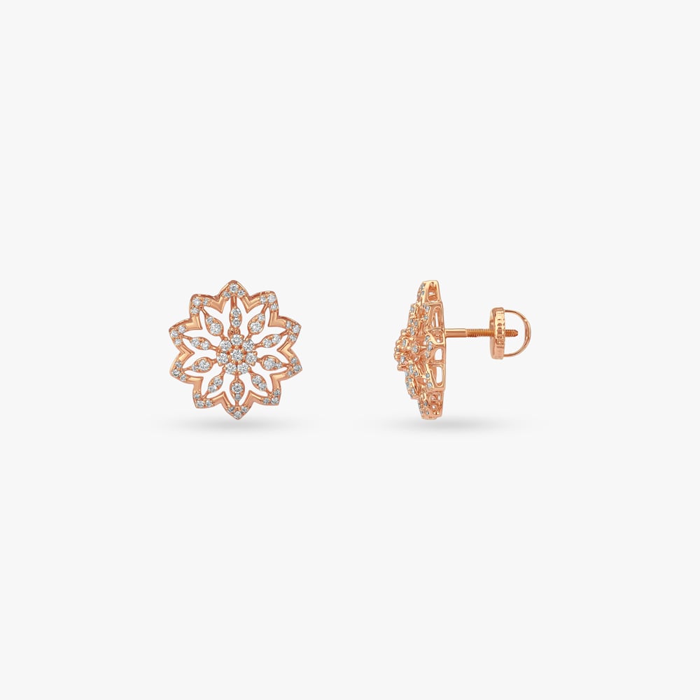 Blooming Halo Diamond Stud Earrings,,hi-res image number null