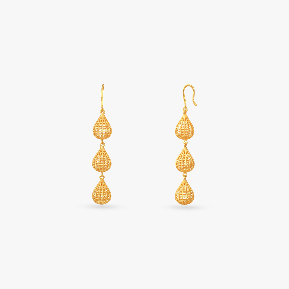 Cascading Charm Gold Hoop Earrings,,hi-res image number null