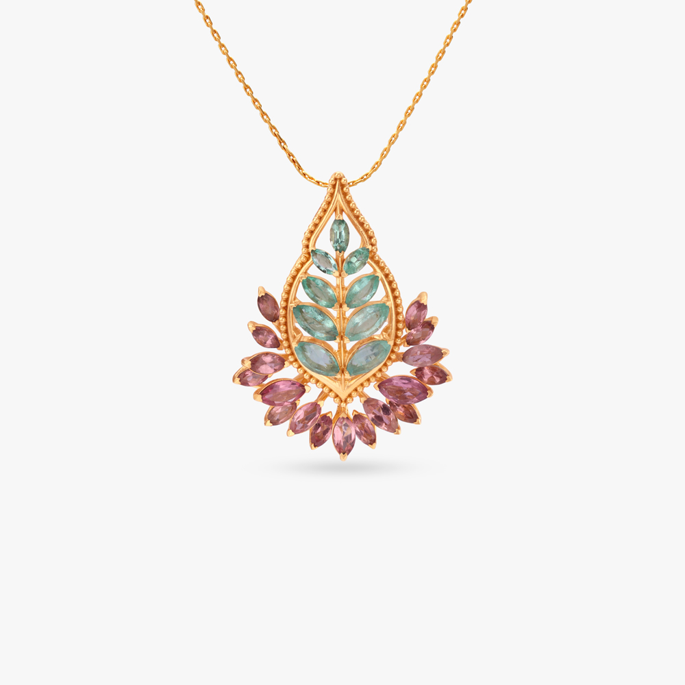 Tropical Bloom Gold Pendant and Earrings Set,,hi-res image number null
