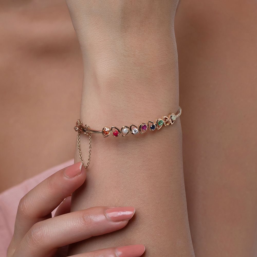 Vibrant Navaratna & Diamond Bangle,,hi-res image number null