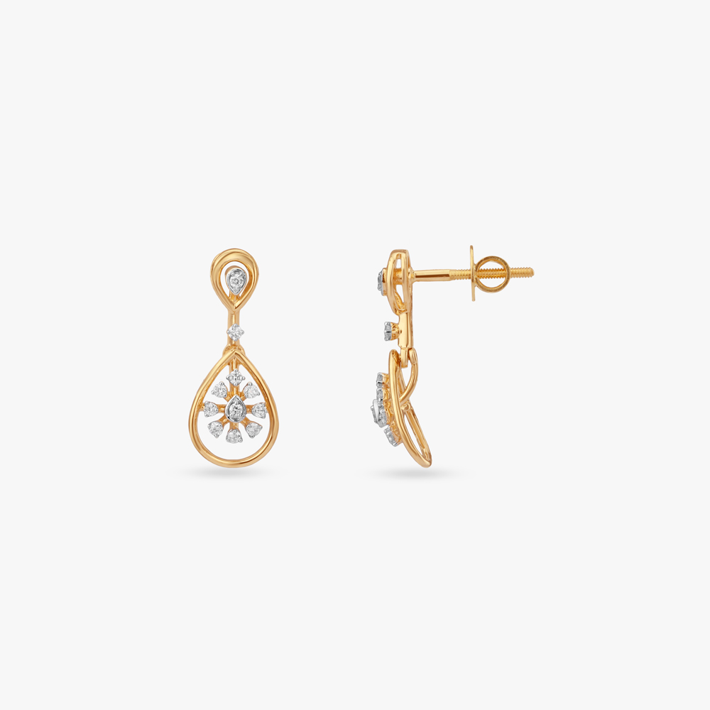 Floral Halo Diamond Drop Earrings,,hi-res image number null