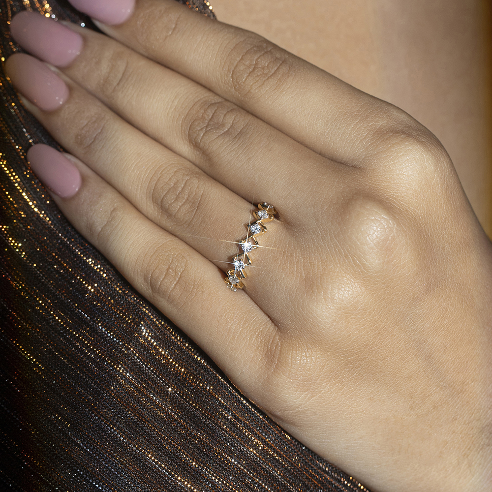 Disco Lights Gold & Diamond Finger Ring,,hi-res image number null