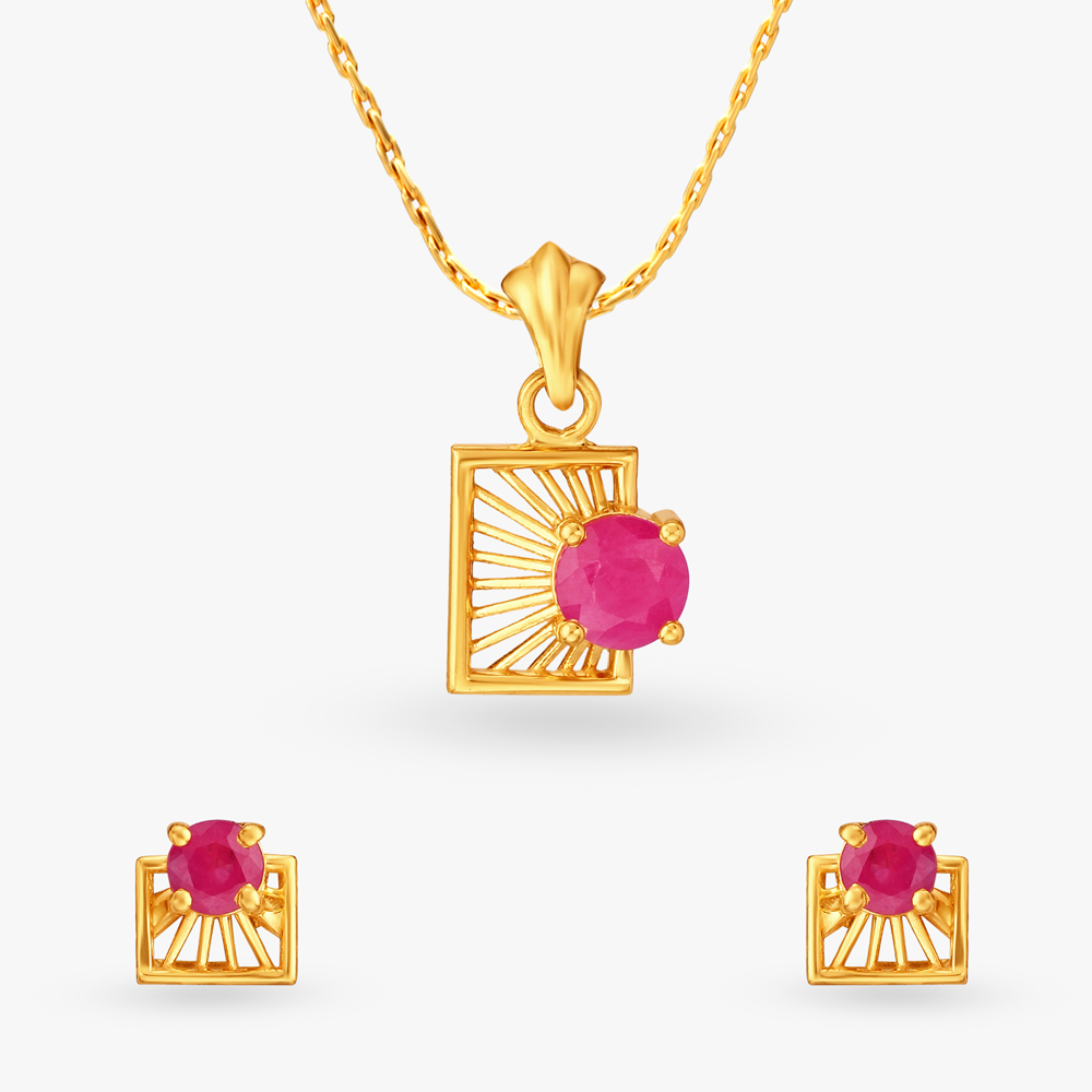 Sunbeam Pendant and Earrings Set,,hi-res image number null