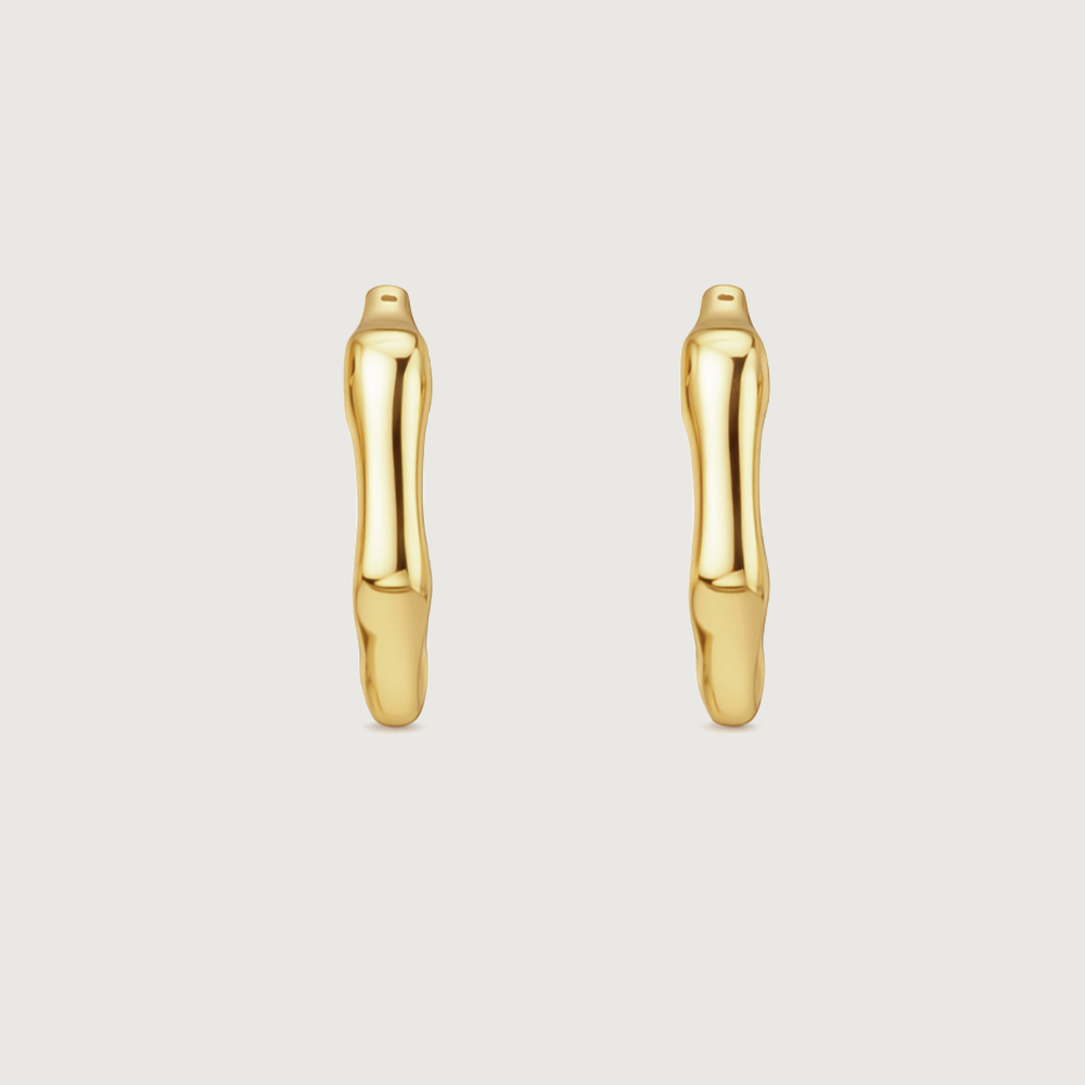 Organic Sculpt Gold Hoop Earrings,,hi-res image number null