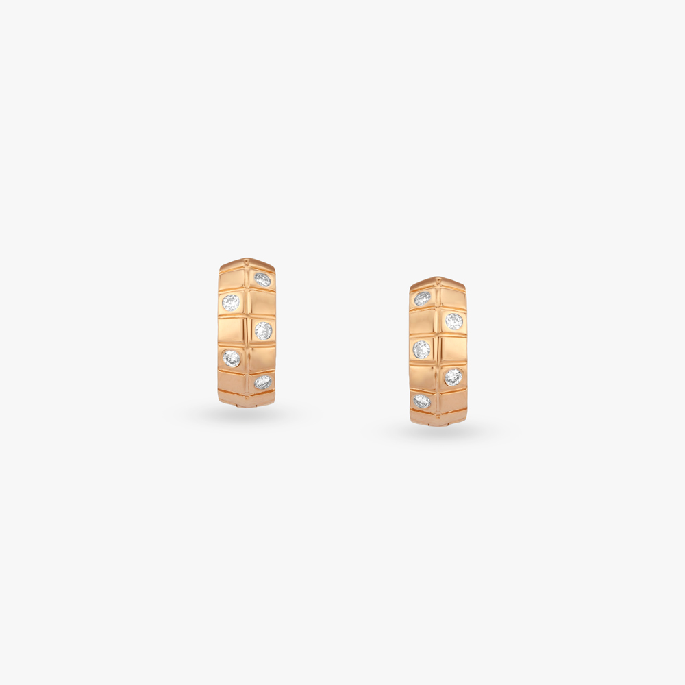 Modern Grid Diamond Hoop Earrings For Men,,hi-res image number null