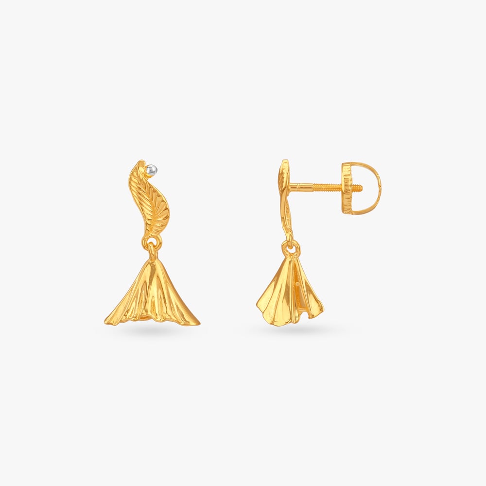Dewdrop Drape Gold Jhumka Earrings,,hi-res image number null