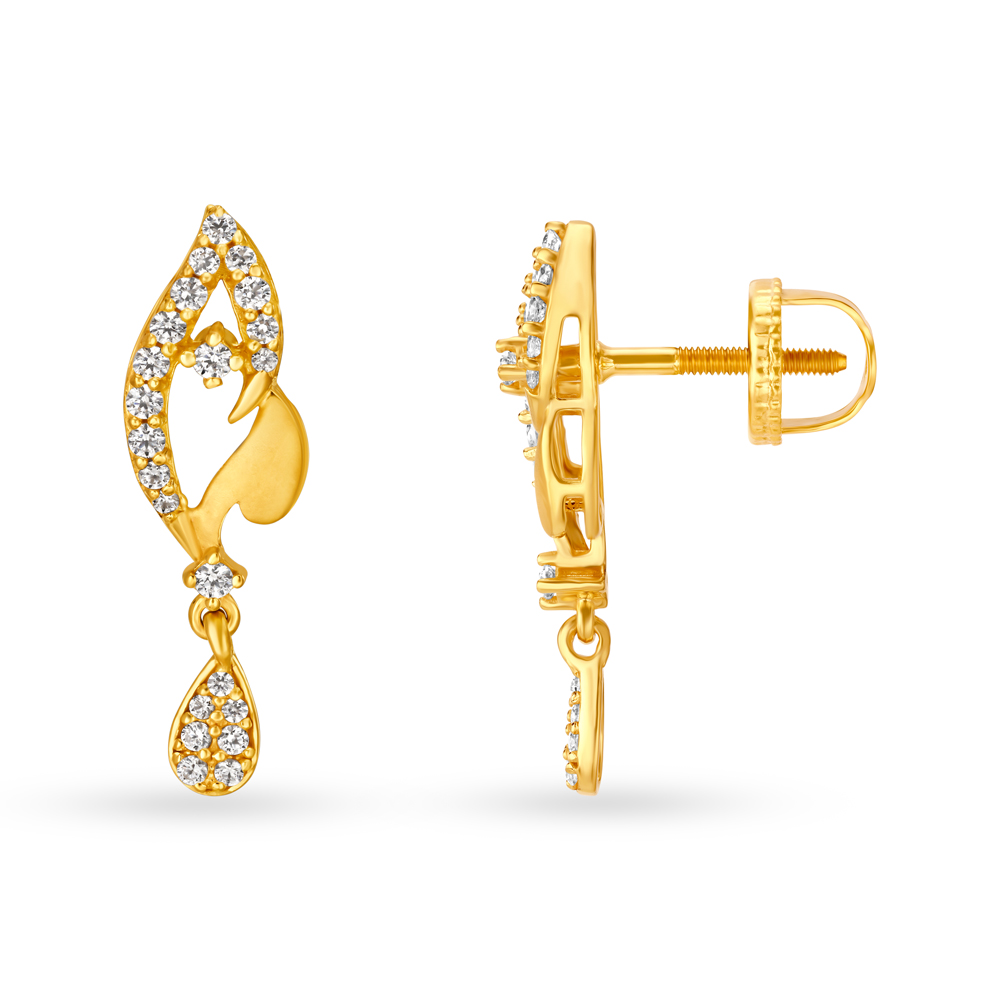 Gleaming 22 Karat Gold Fish Shaped Drop Earrings,,hi-res image number null
