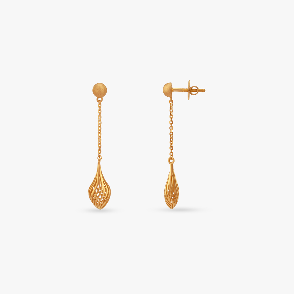 Petal Cage Gold Drop Earrings,,hi-res image number null