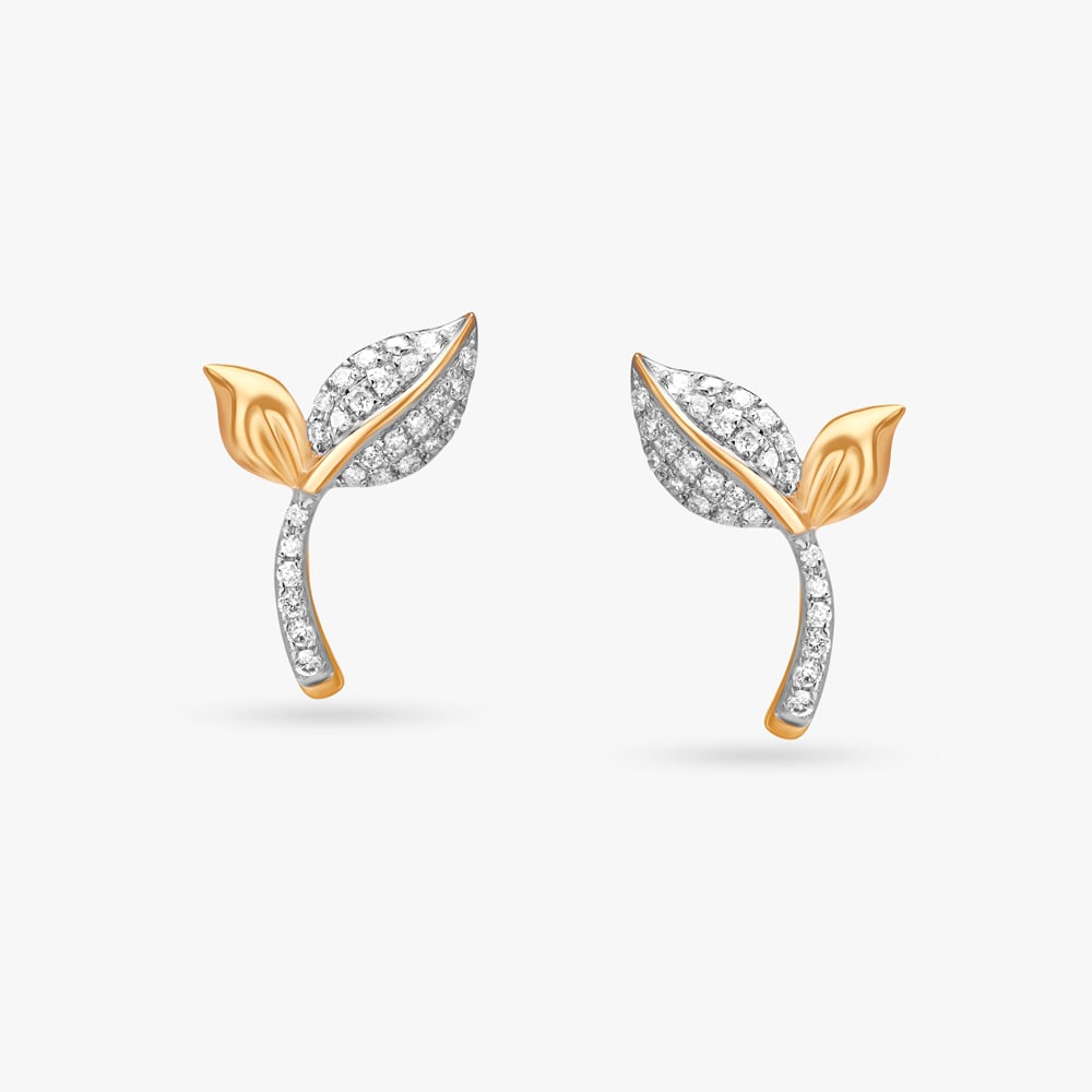 Ethereal Leafy Diamond Stud Earrings