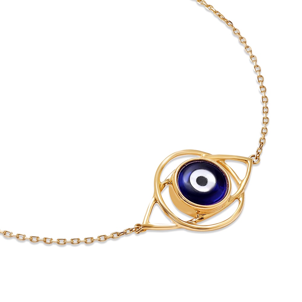 14KT Yellow Gold Geometric Evil Eye Bracelet,,hi-res image number null