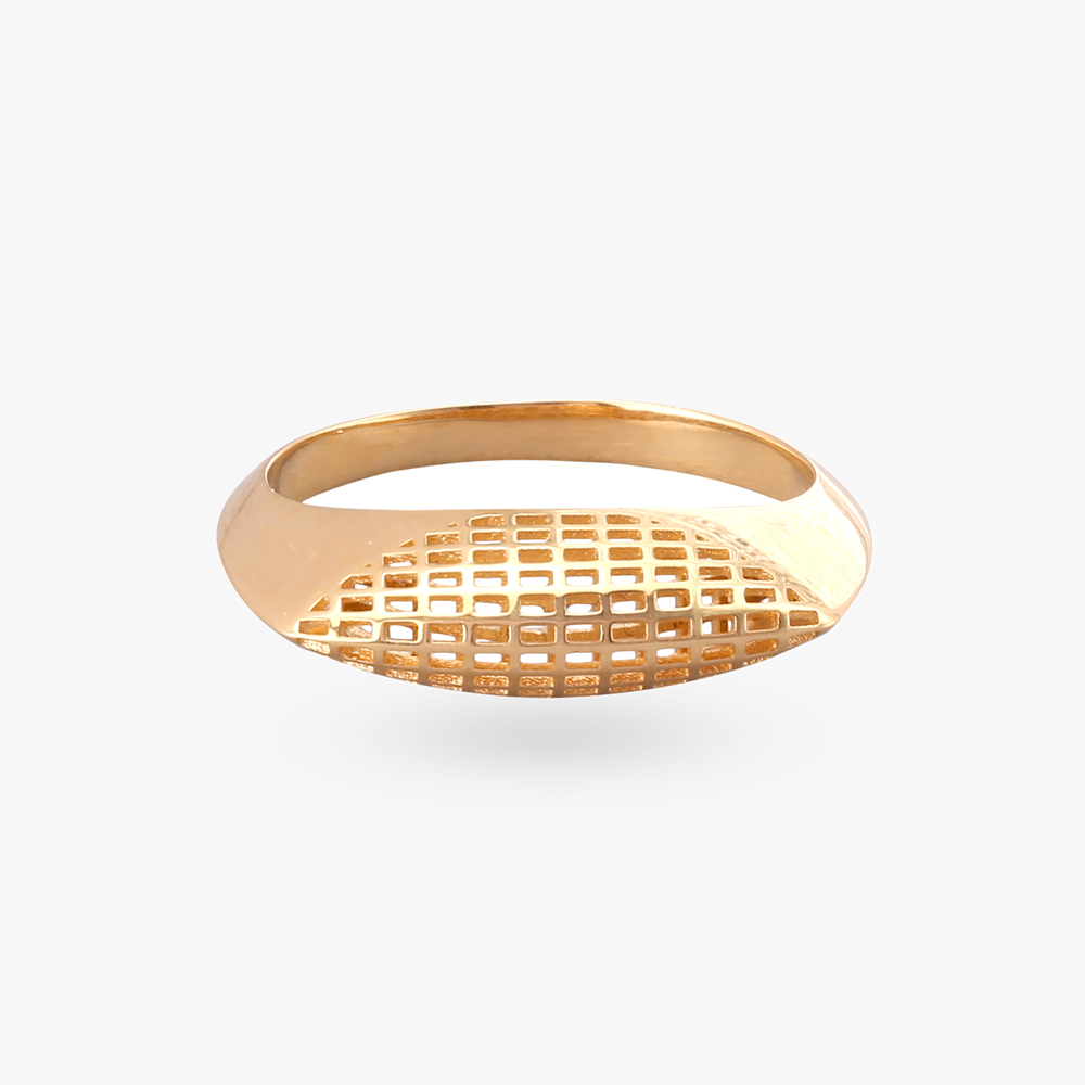 Sleek Grid Gold Finger Ring,,hi-res image number null