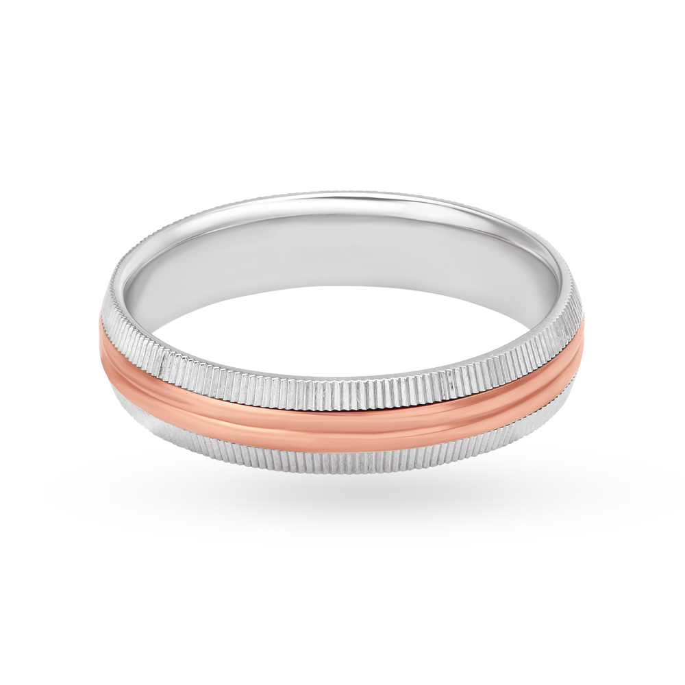Edgy Platinum and Rose Gold Ring for Men,,hi-res image number null