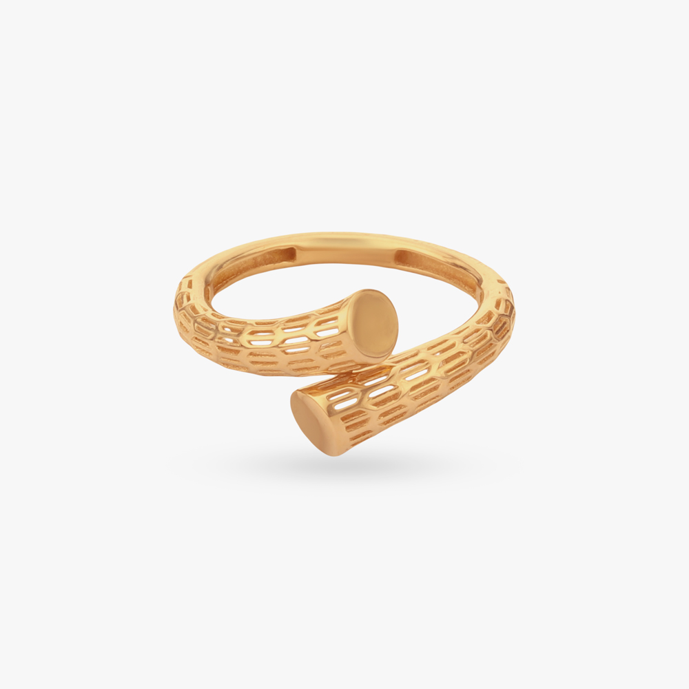 Sculpted Grid Gold Ring,,hi-res image number null