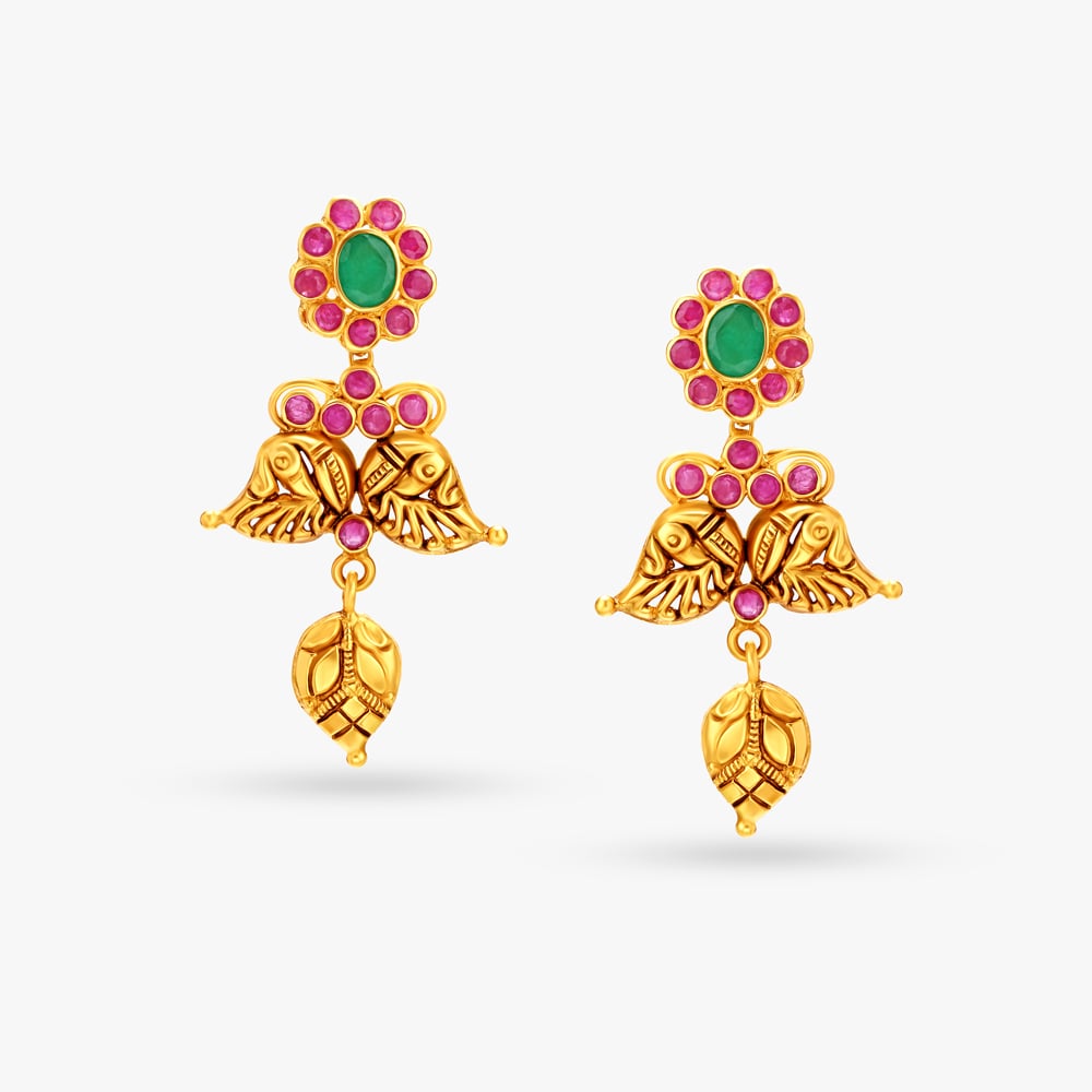 Illuminating Emerald and Rubies Drop Earrings,,hi-res image number null
