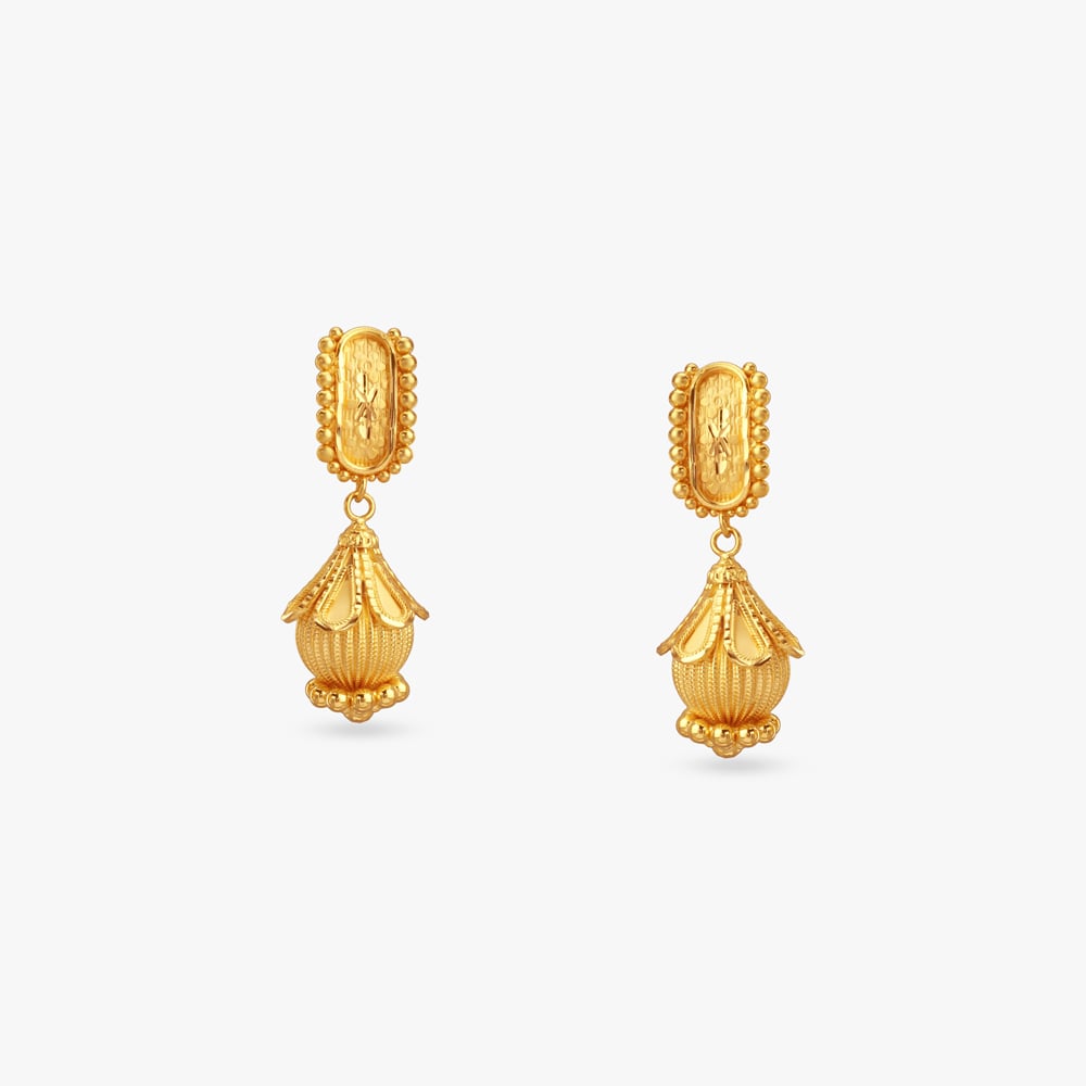 

Lotus Bloom Gold Jhumka Earrings